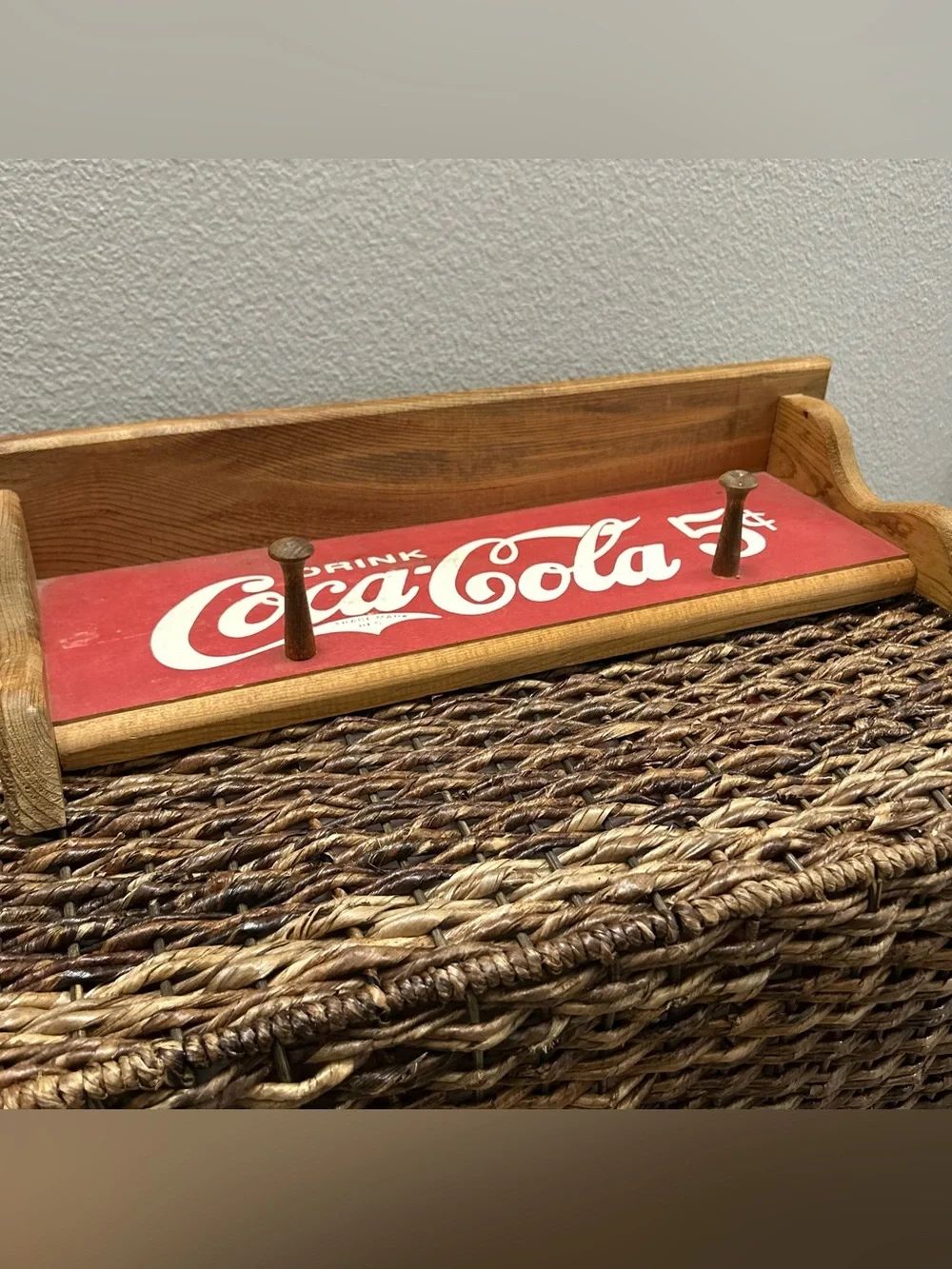 Vintage Coca-Cola Wooden Wall Shelf Rustic Vtg Decor Display
